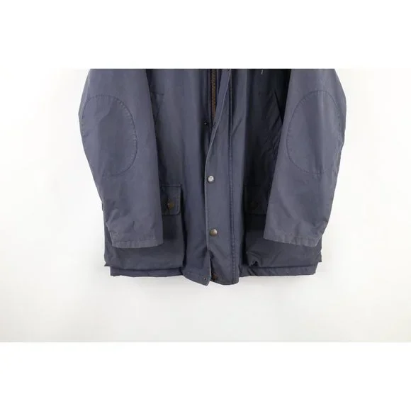 Vintage 90s Ralph Lauren Mens Medium Faded Waxed Cotton Lined Parka Jacket Blue